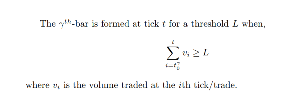 Volume bar is total volume traded at that tick/trade