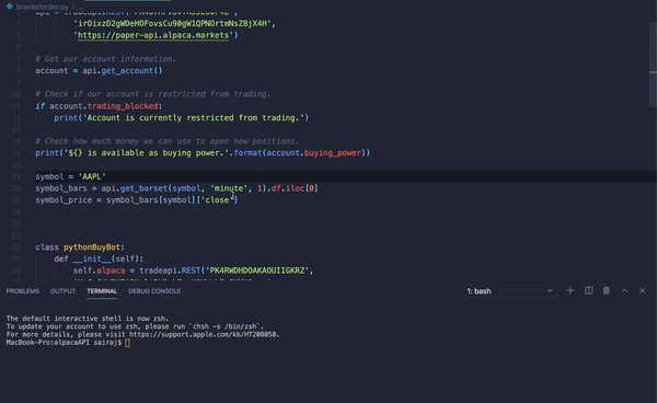 Code to Submit a Bracket Order via API