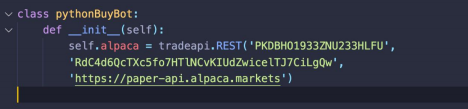 pythonBuyBot with our API keys