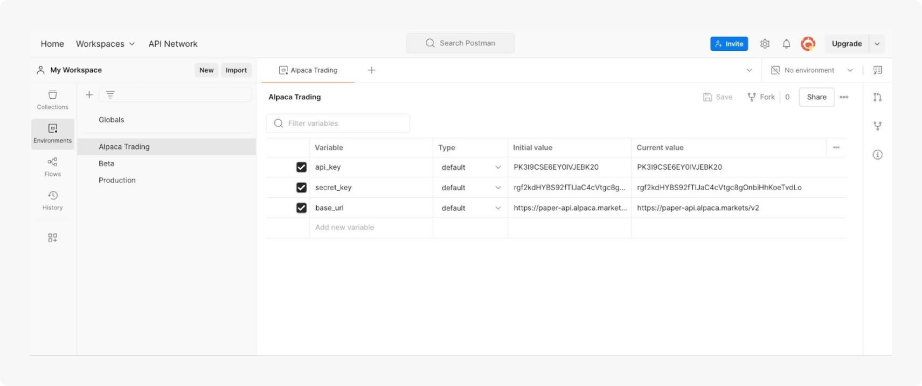 Save your environment in Postman