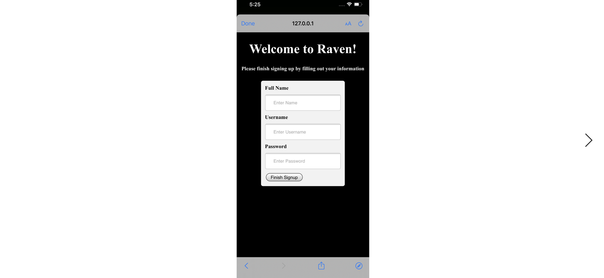 Raven Login Screenshot